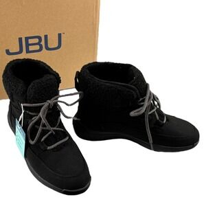 JBU Jambu Freeze Black FauxShearling‎ LaceUp Booties Lightweight Traction 8M NIB